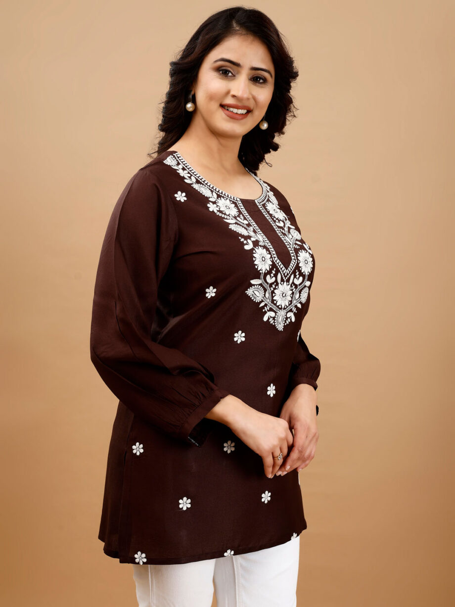 Brown Readymade Short Kurti