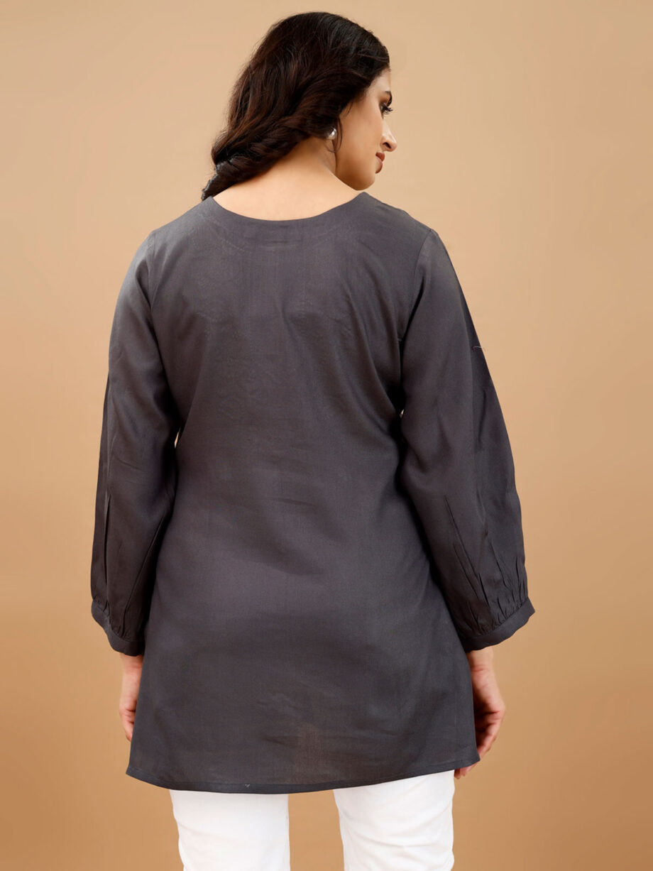 Grey Readymade Short Kurti