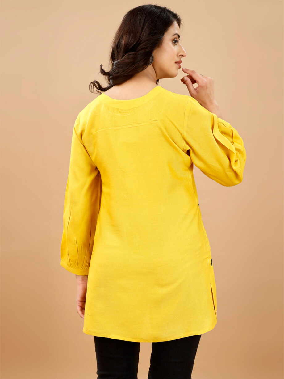 Yellow Readymade Short Kurti