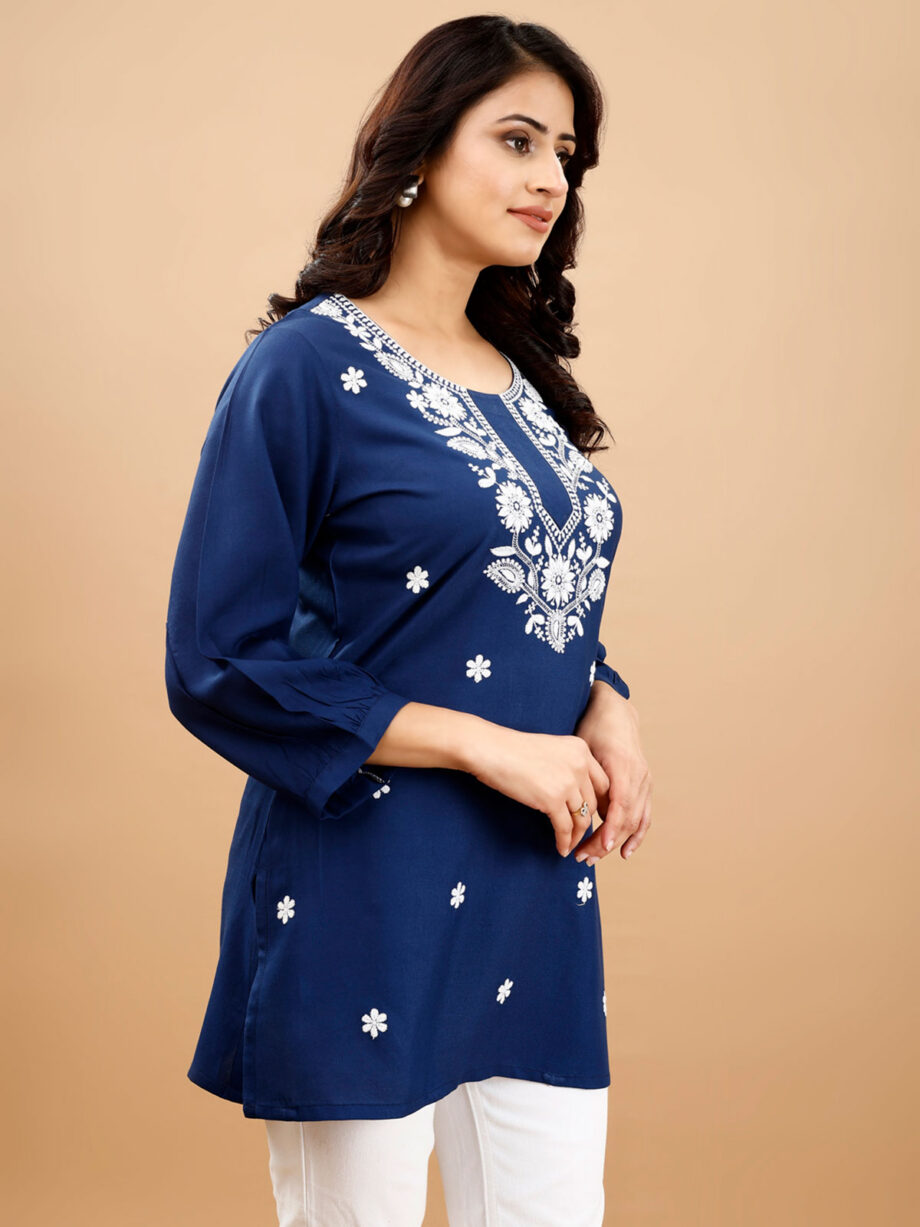 Blue Readymade Short Kurti