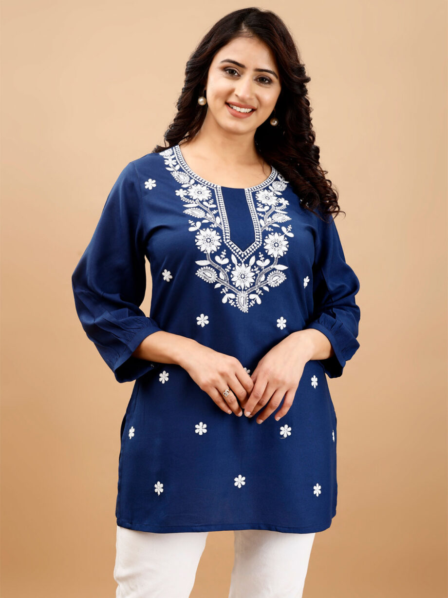 Blue Readymade Short Kurti