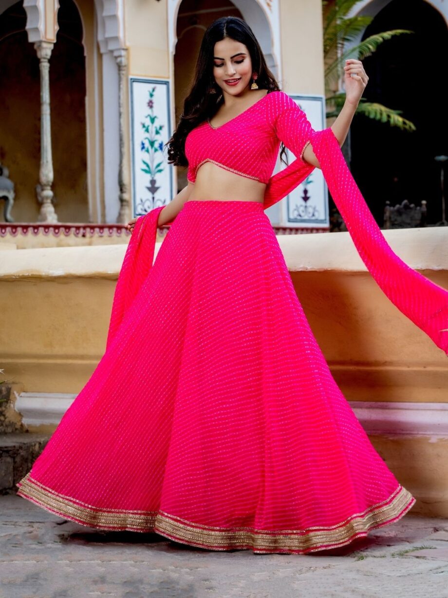 Pink Georgette Lehenga Choli