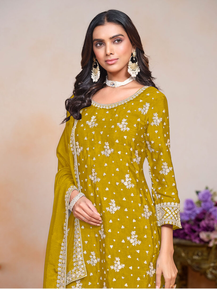 Yellow Readymade Suit Palazzo Set