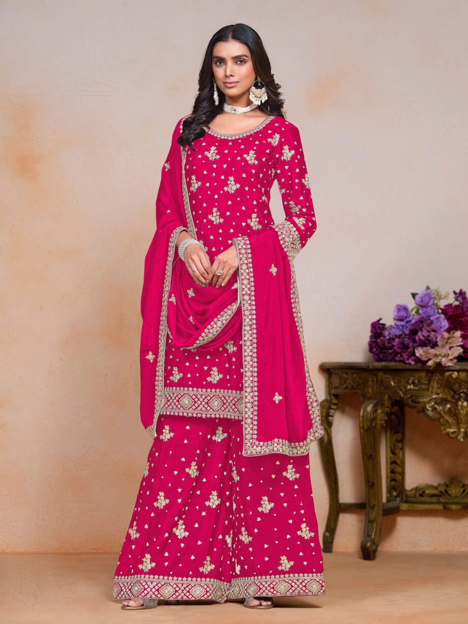 Pink Readymade Suit Palazzo Set