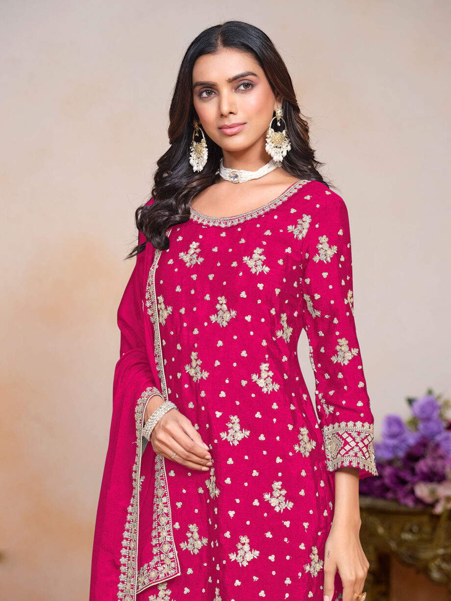 Pink Readymade Suit Palazzo Set